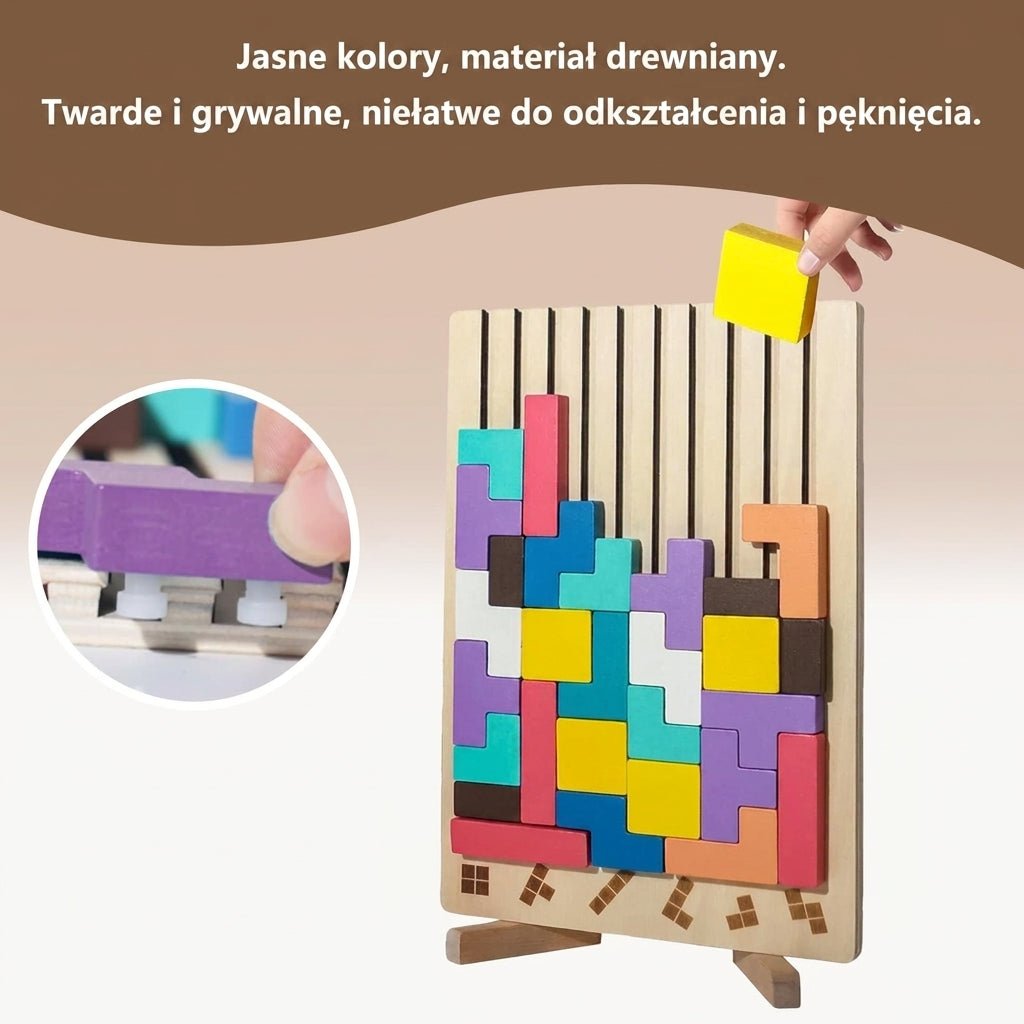 Zabawki Montessori Klocki Drewniane Edukacyjne z Kartami – 42 Elementy do Nauki i Zabawy 5