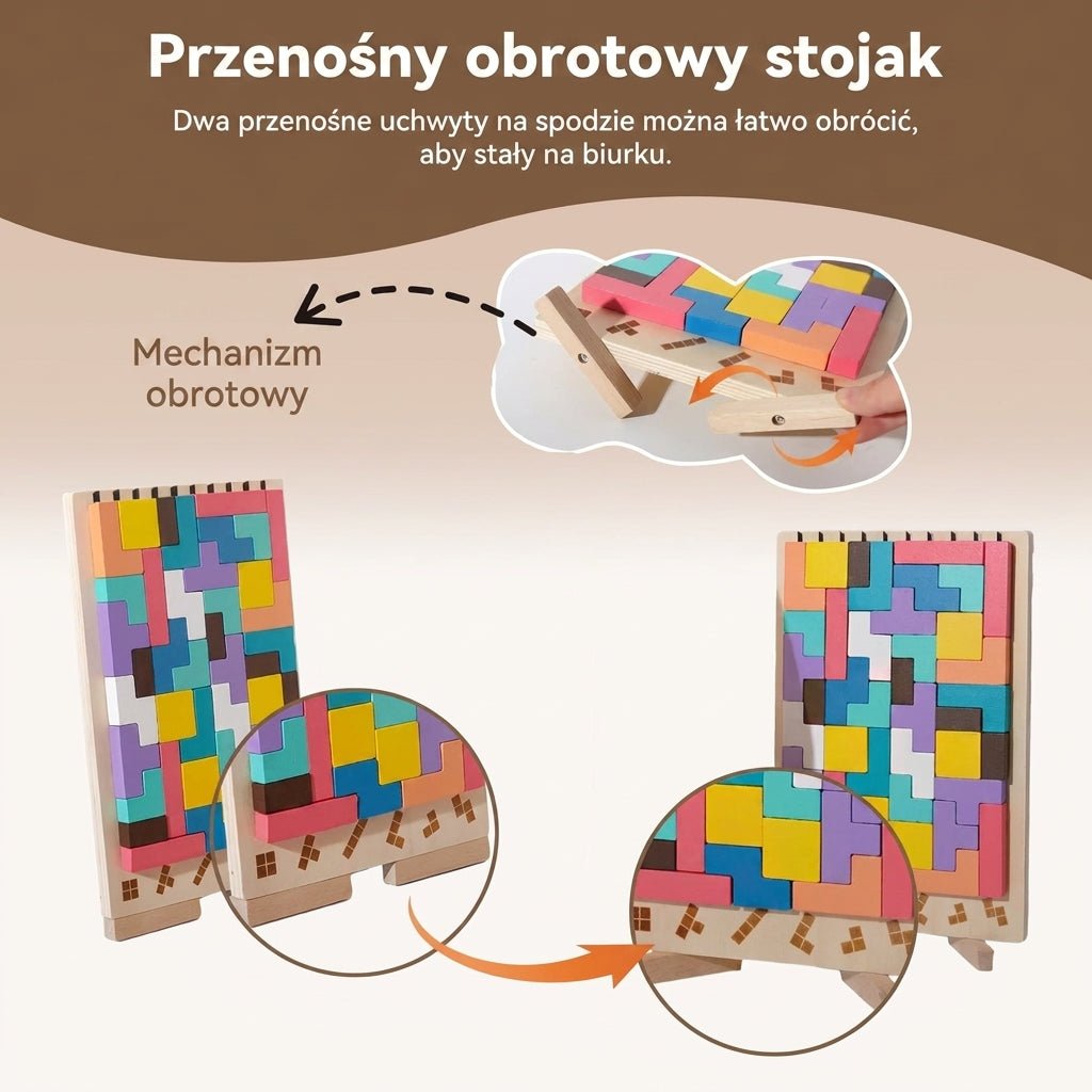 Zabawki Montessori Klocki Drewniane Edukacyjne z Kartami – 42 Elementy do Nauki i Zabawy 7