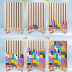 Zabawki Montessori Klocki Drewniane Edukacyjne z Kartami – 42 Elementy do Nauki i Zabawy 12