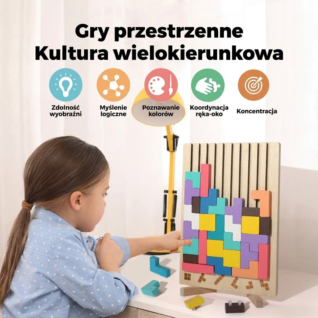 Zabawki Montessori Klocki Drewniane Edukacyjne z Kartami – 42 Elementy do Nauki i Zabawy 9