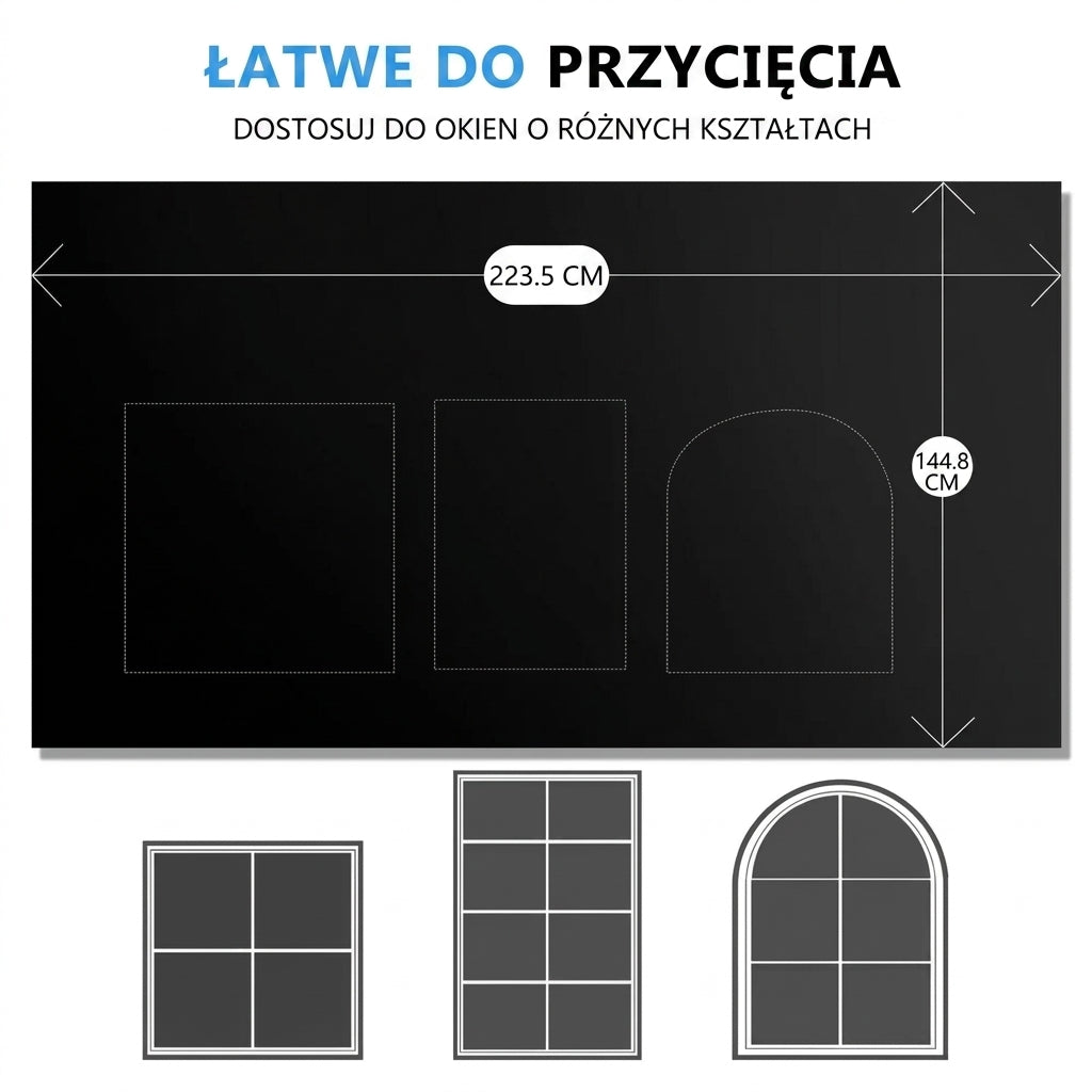 Zaciemniająca Osłona Okna Samoprzylepna – 100% Blokada Światła, Materiał Poliester 6