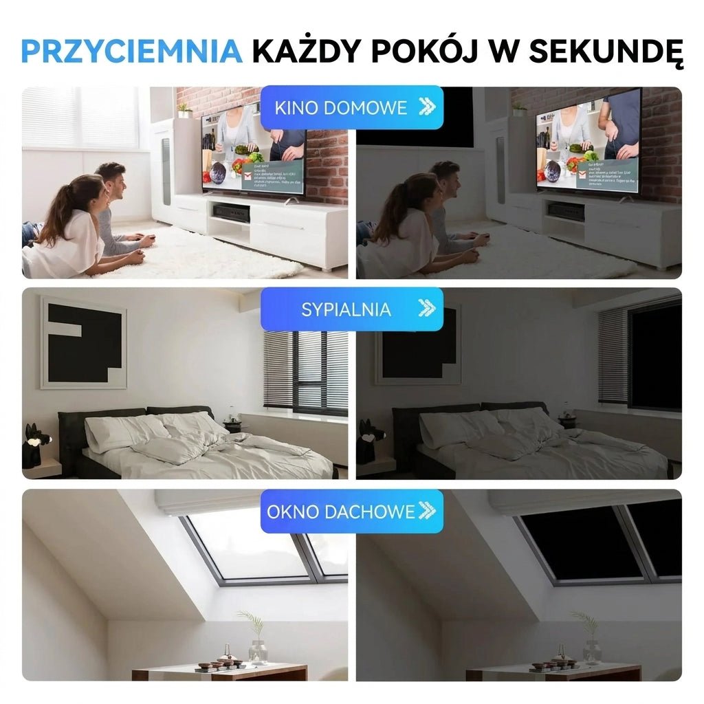 Zaciemniająca Osłona Okna Samoprzylepna – 100% Blokada Światła, Materiał Poliester 7