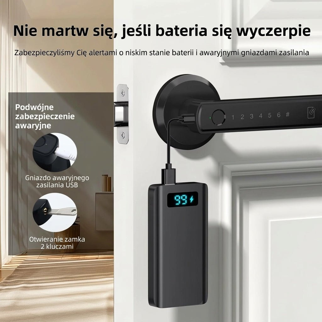 Zamek do drzwi wejściowych bezkluczykowy – Biometryczny z Ekranem Dotykowym i Aplikacją Mobilną 4
