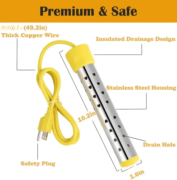 Zanurzeniowy Podgrzewacz Wody Elektryczny 1000-2000 W - Szybkie i Przenośne Rozwiązanie 5