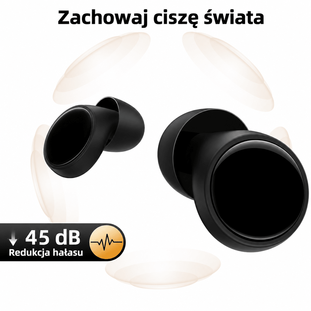 Zatyczki do Uszu do Spania i Podróży – Redukcja Hałasu 45 dB, Wielokrotnego Użytku z Silikonu