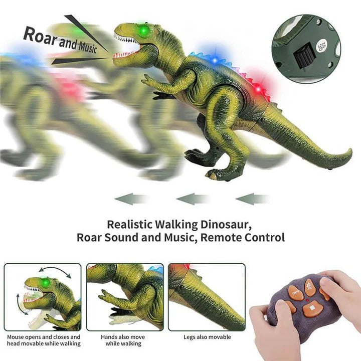 Zdalnie Sterowany Dinozaur T-Rex z LED - Chodząca i Ryczy Zabawka dla 3 Latka 6