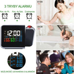 Zegar Projekcyjny z Wyświetlaczem LCD – Pomiar Temperatury i Wilgotności, Trzy Alarmy 8