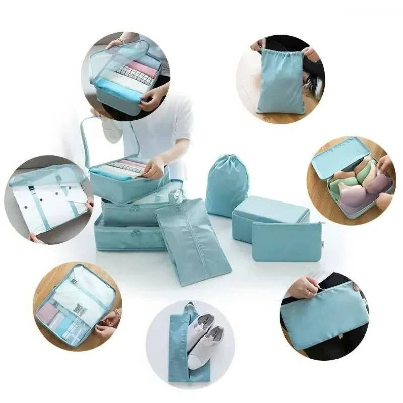 Zestaw 7 Kostek Podróżnych - Organizery Podróżne z Wodoodporną Kosmetyczką 7