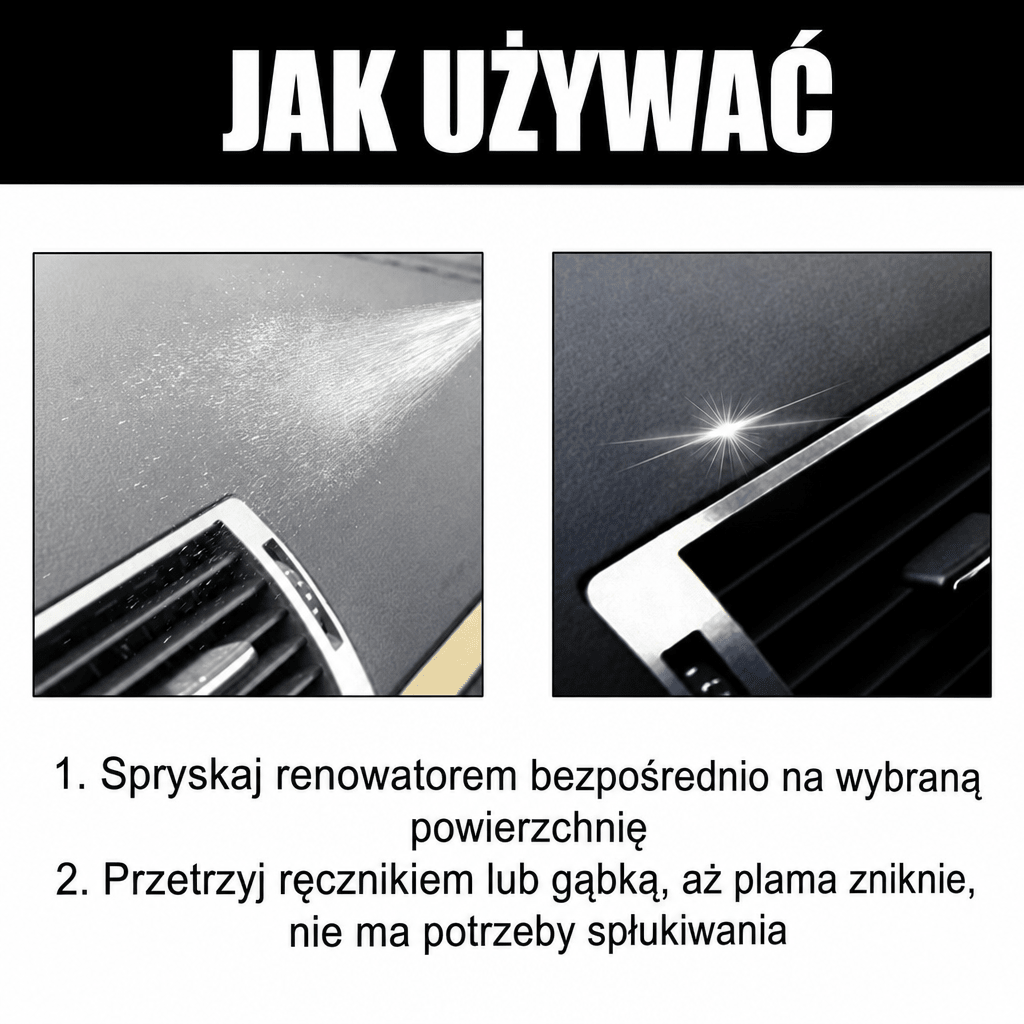 Zestaw Do Czyszczenia Wnętrza Samochodu – 3 Sztuki, Szybkoschnący Spray do Skóry i Plastiku
