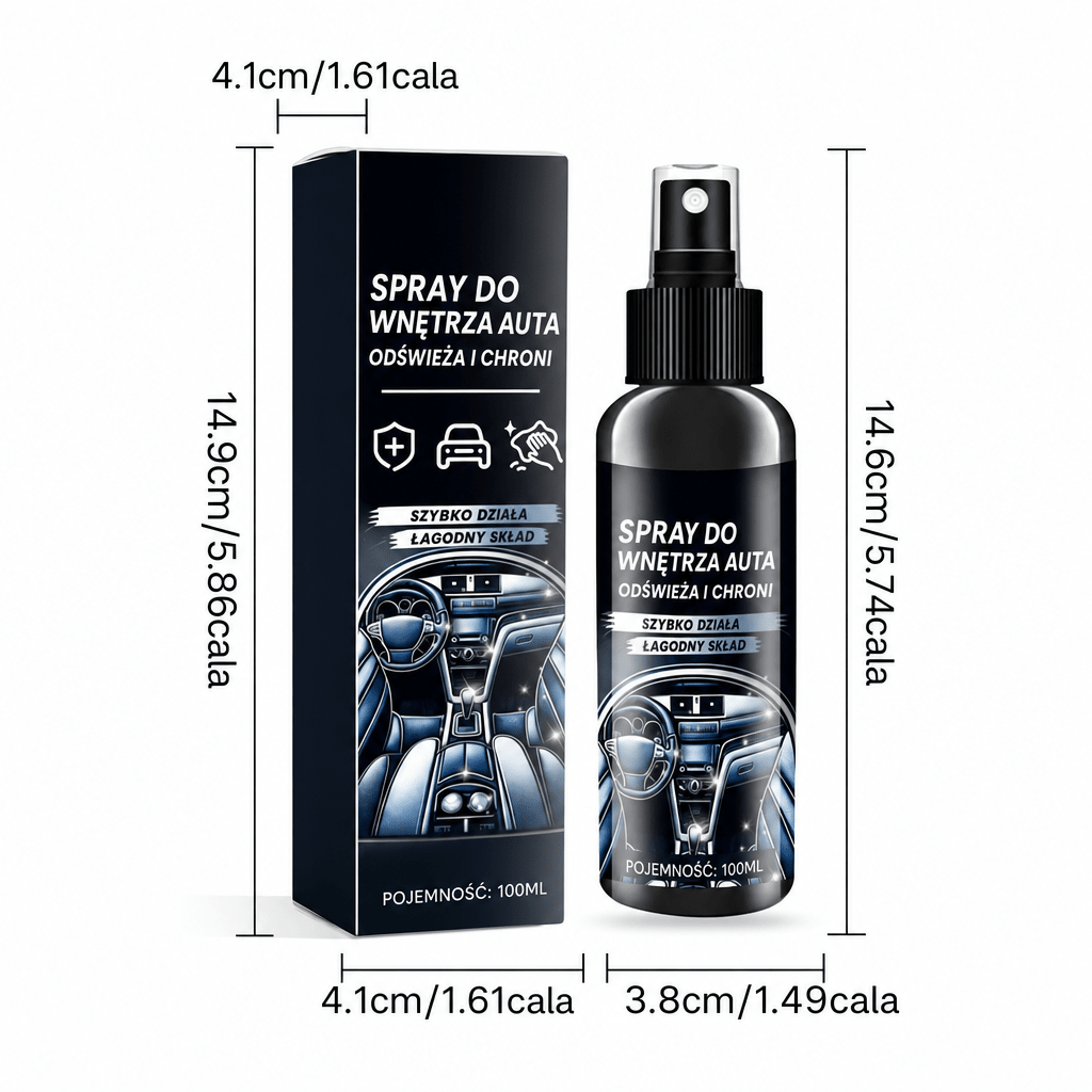 Zestaw Do Czyszczenia Wnętrza Samochodu – 3 Sztuki, Szybkoschnący Spray do Skóry i Plastiku