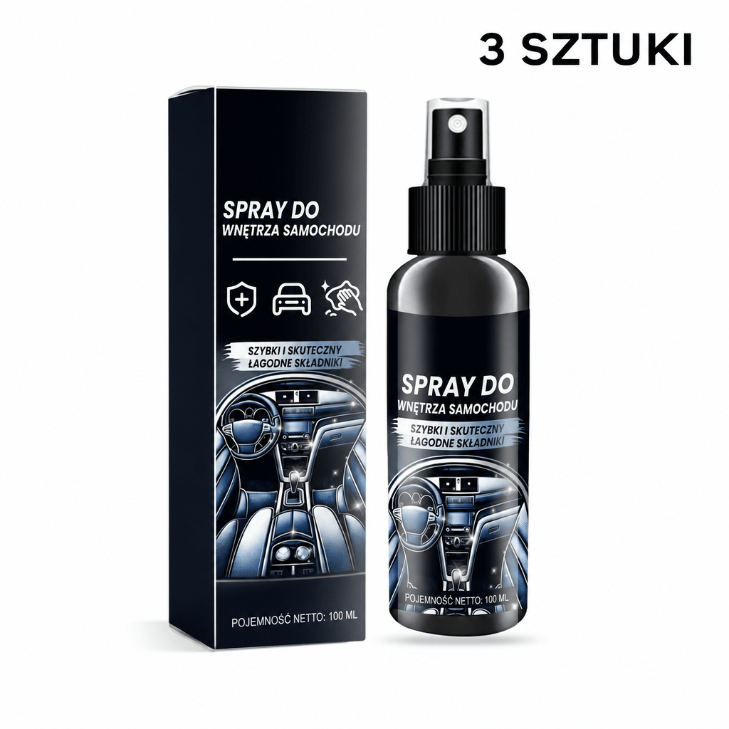Zestaw Do Czyszczenia Wnętrza Samochodu – 3 Sztuki, Szybkoschnący Spray do Skóry i Plastiku