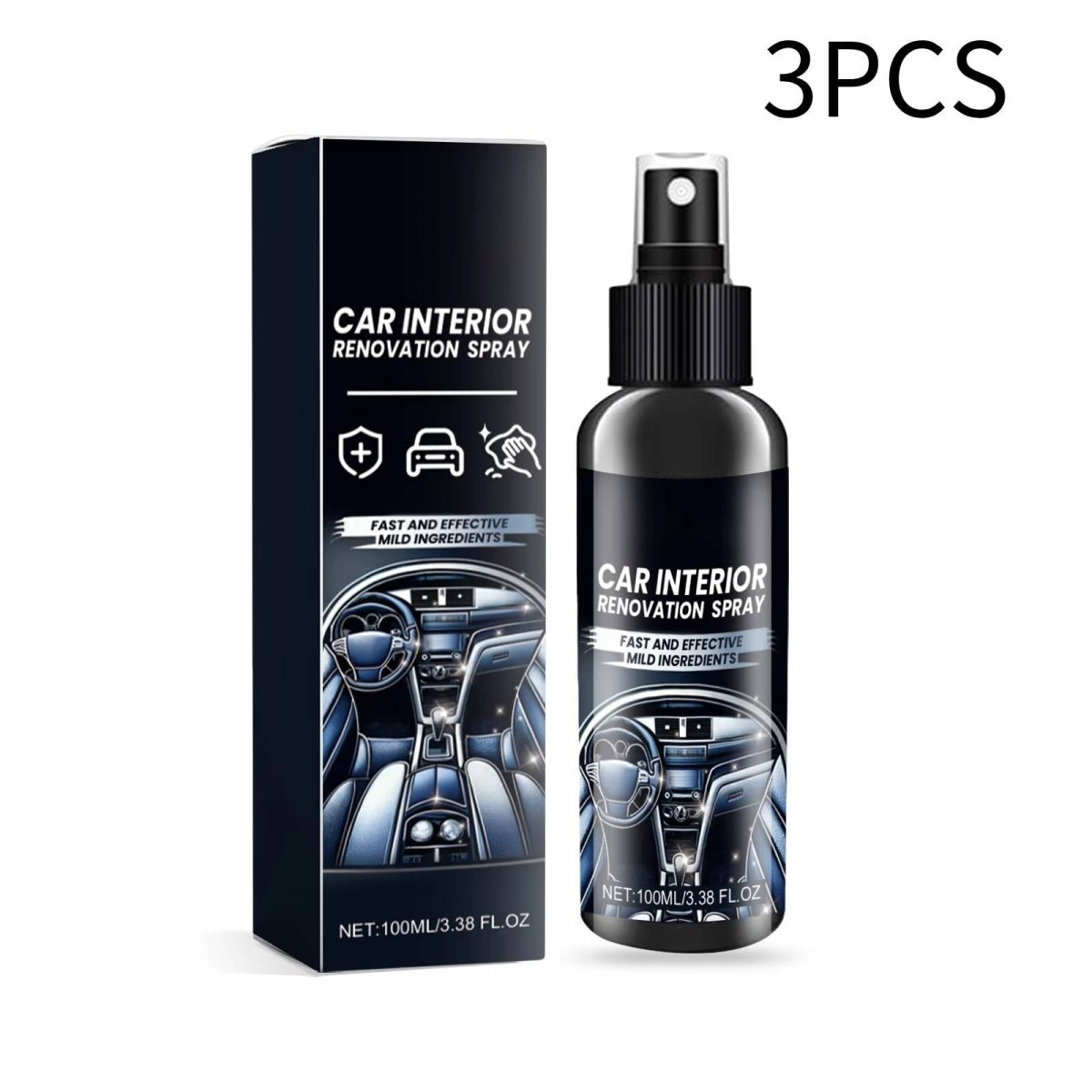 Zestaw Do Czyszczenia Wnętrza Samochodu – 3 Sztuki, Szybkoschnący Spray do Skóry i Plastiku 7
