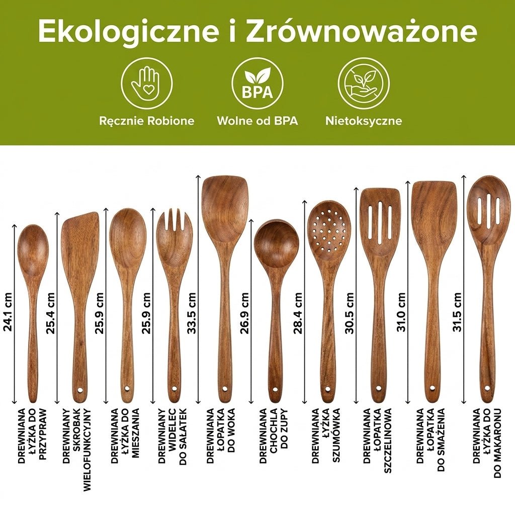 Zestaw Narzędzi Kuchennych z Drewna Tekowego – Odporne i Trwałe do Codziennego Gotowania 2