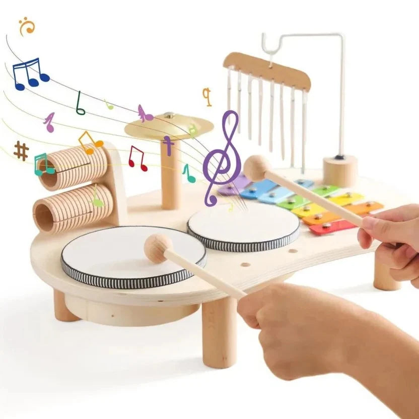 Zestaw Perkusyjny dla Dzieci Montessori z Bębnem i Ksylofonem – Bezpieczne Instrumenty do Nauki Muzyki 7