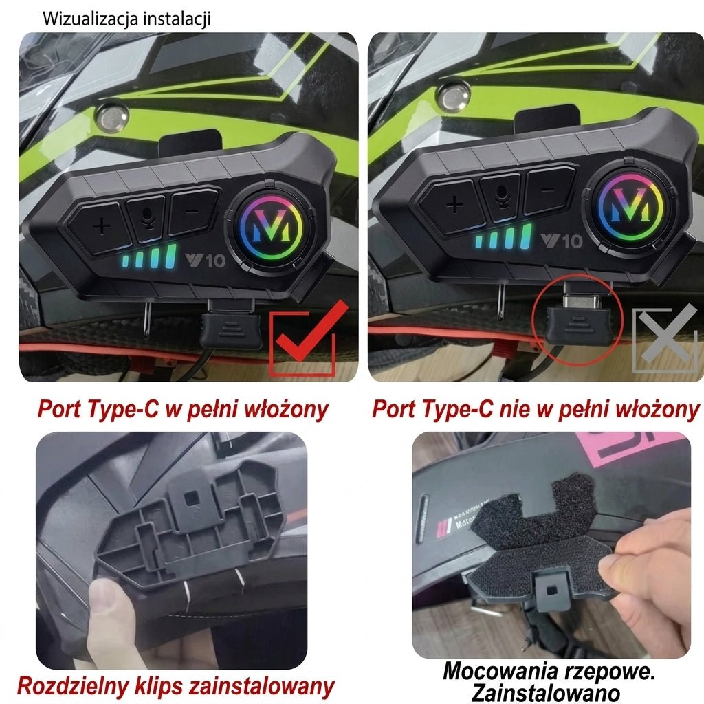 Zestaw Słuchawkowy Bluetooth do Kasku Motocyklowego – Wodoodporny IPX6 z 30 Godzinami Rozmów 12