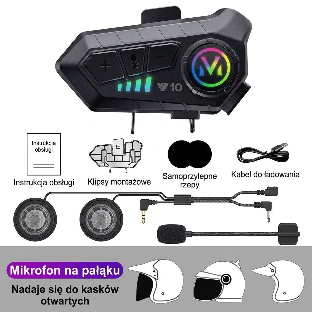 Zestaw Słuchawkowy Bluetooth do Kasku Motocyklowego – Wodoodporny IPX6 z 30 Godzinami Rozmów 6
