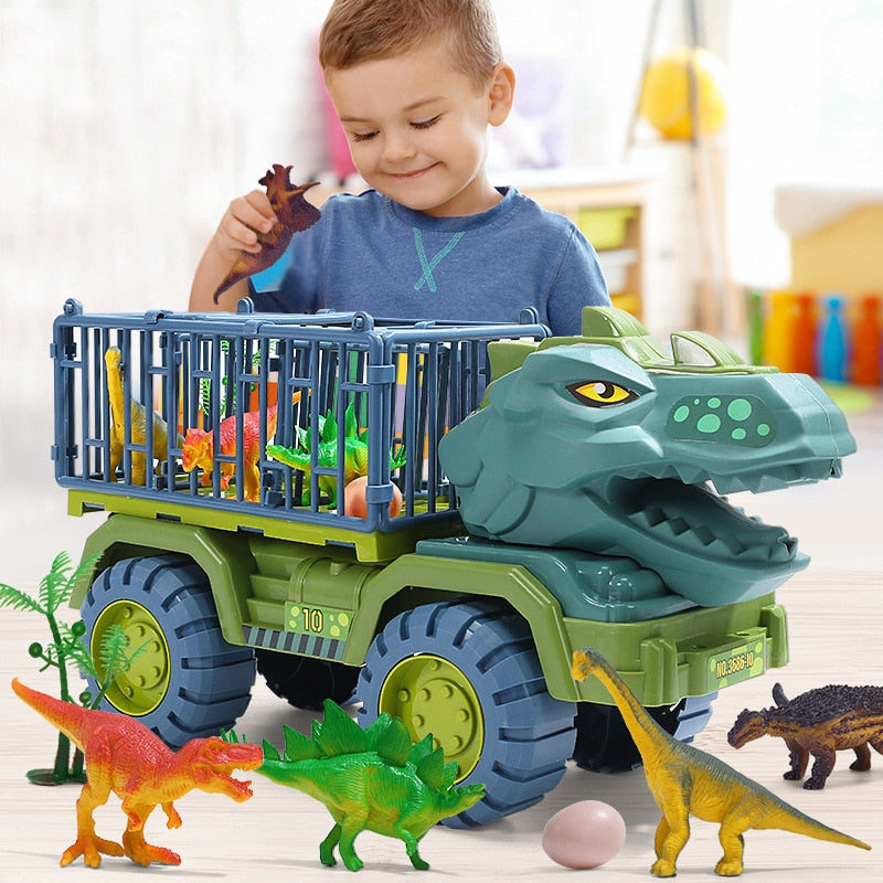 Zestaw Zabawek Dinozaurów Z Ciężarówką - Prezent Dla 3 Latka, Kreatywna Zabawa 0
