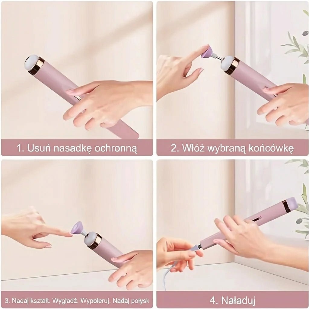 Zestaw do Manicure Elektryczny Bezprzewodowy z Regulacją Prędkości – 5 Końcówek, Oświetlenie LED 7