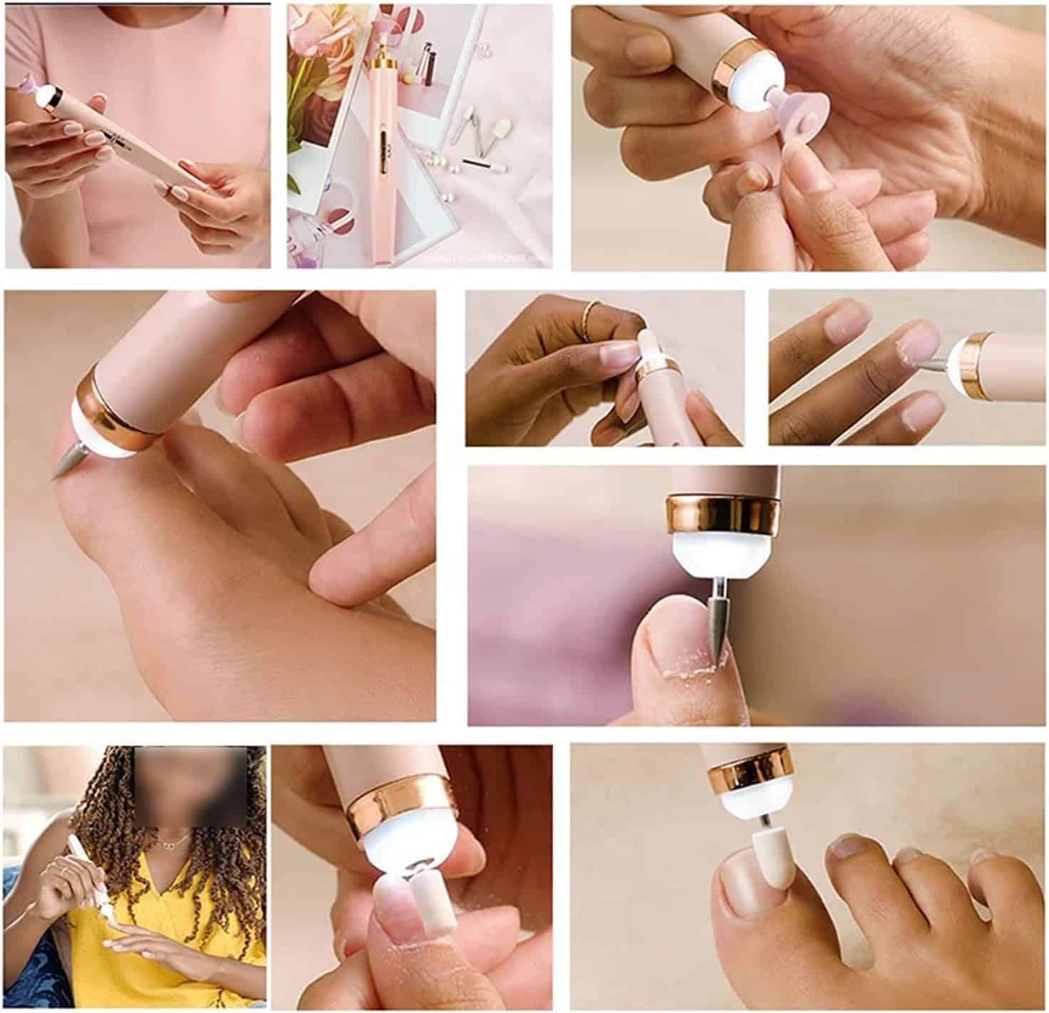 Zestaw do Manicure Elektryczny Bezprzewodowy z Regulacją Prędkości – 5 Końcówek, Oświetlenie LED 3