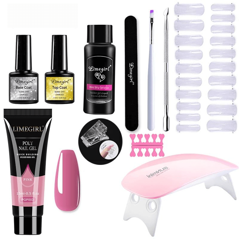 Zestaw do Manicure z Lampą UV – Polygel do Stylizacji Paznokci w Domu z Akcesoriami 14