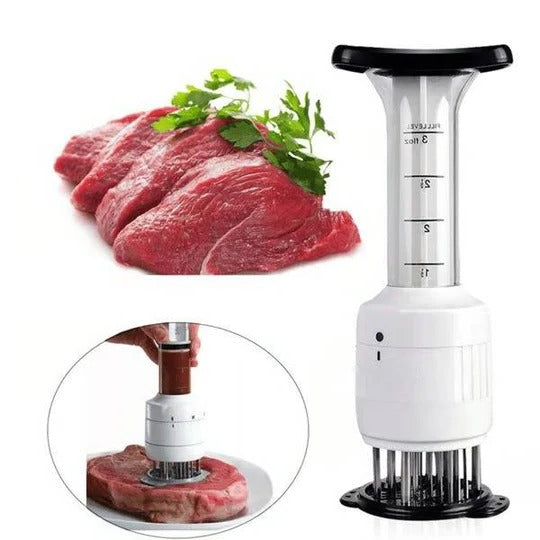 Zestaw do Nastrzykiwania Mięsa ze Stali Nierdzewnej z Systemem Zmiękczania - 30 Igieł, Ergonomiczny Uchwyt, Mycie w Zmywarce 0