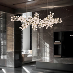 Żyrandol Kryształowy LED Do Salonu - Kwiatowy Design, Regulowana Wysokość, Eleganckie Oświetlenie 5