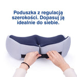 Regulacja tylnej części granatowo-białej poduszki