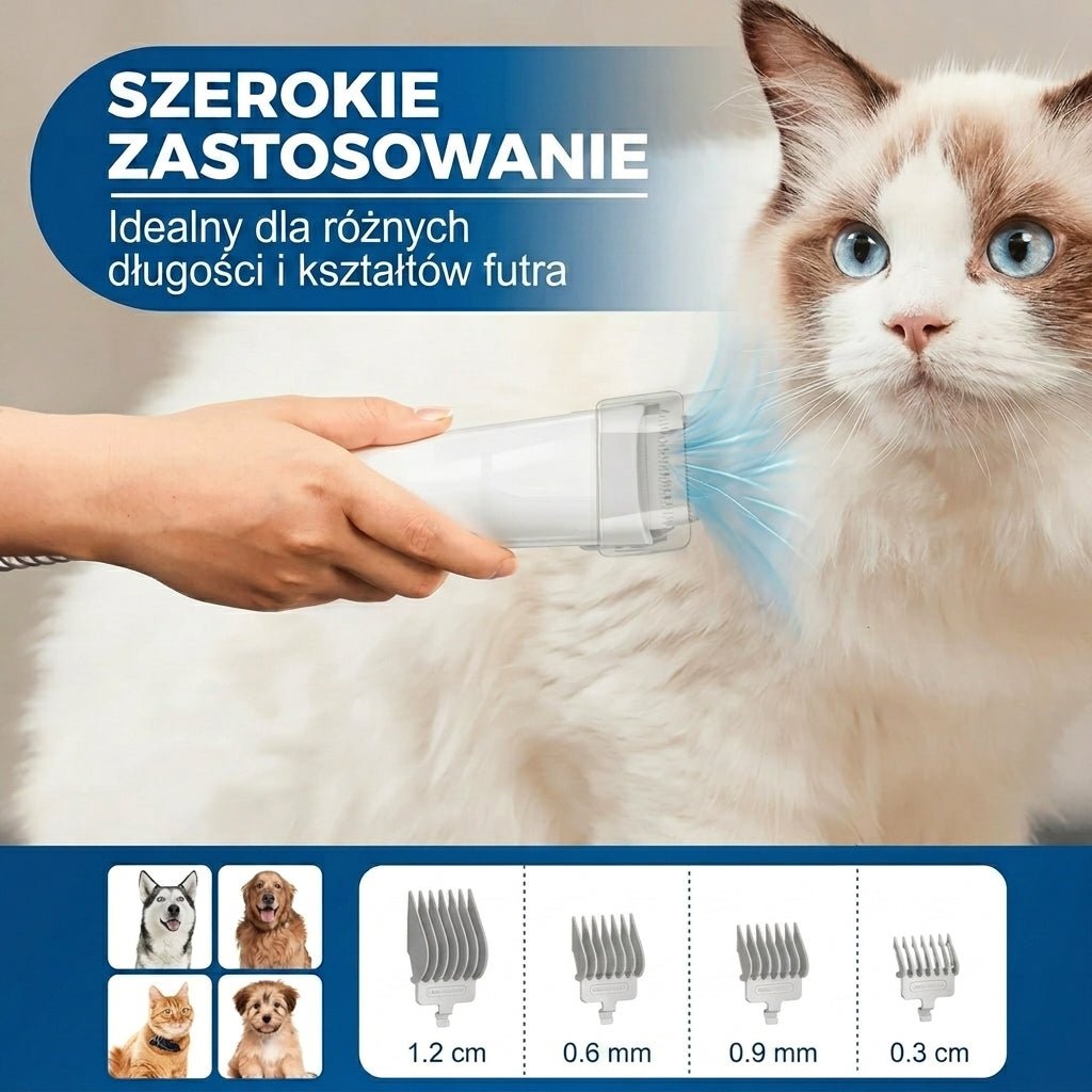 Odkurzacz do Sierści Psa z Maszynkami i Szczotkami – Cichy, Duża Pojemność 2,3 L 3