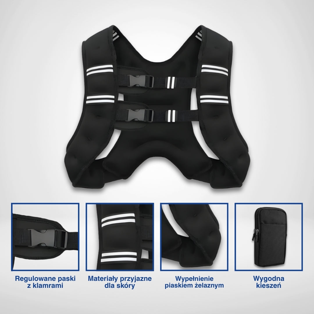 Regulowana kamizelka z obciążeniem – idealna do treningu i ćwiczeń siłowych