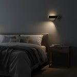 Obrotowy kinkiet LED do sypialni – regulowana jasność, metal, czarny, przy łóżku