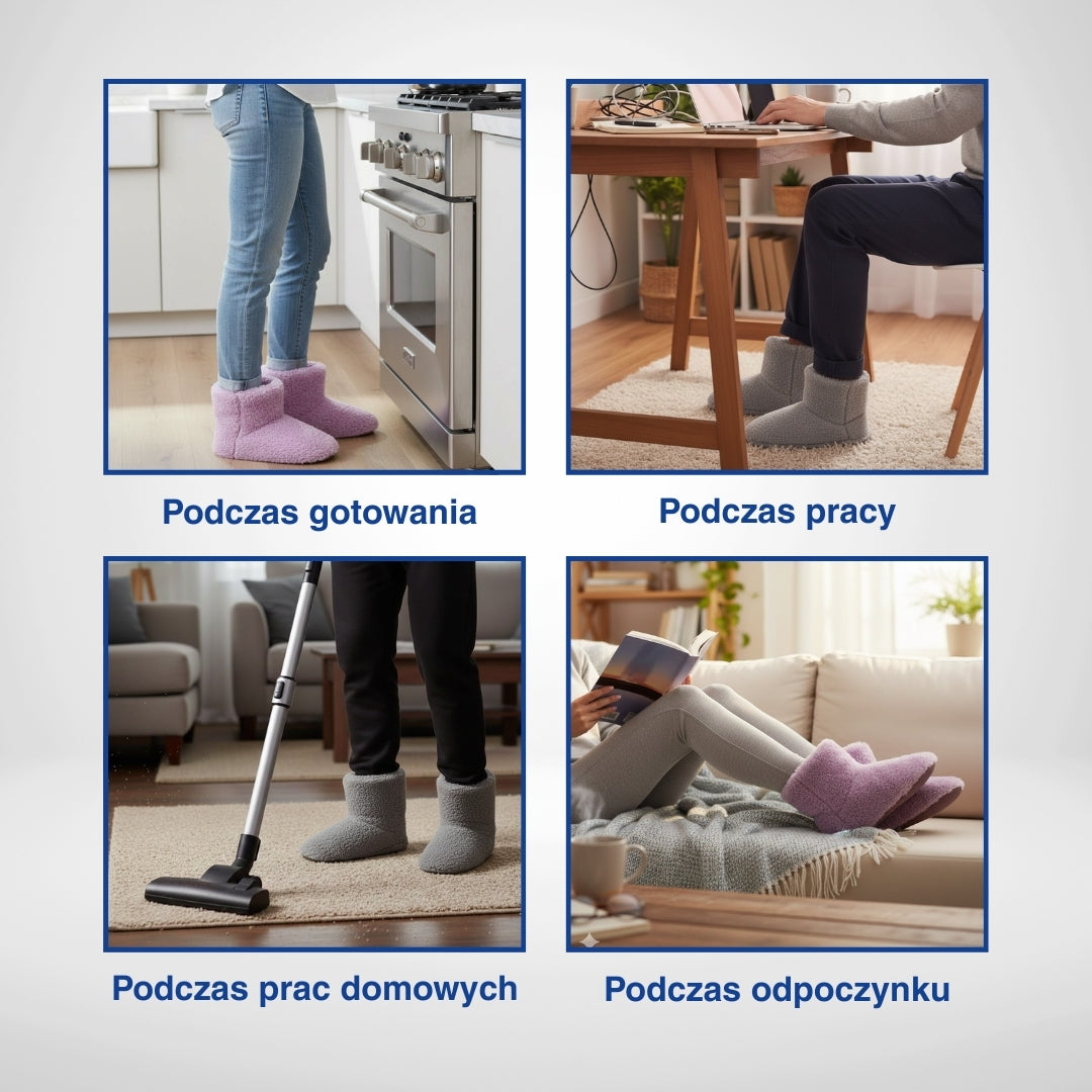 Elektryczne kapcie USB – ciepłe stopy podczas pracy, gotowania, sprzątania i czytania