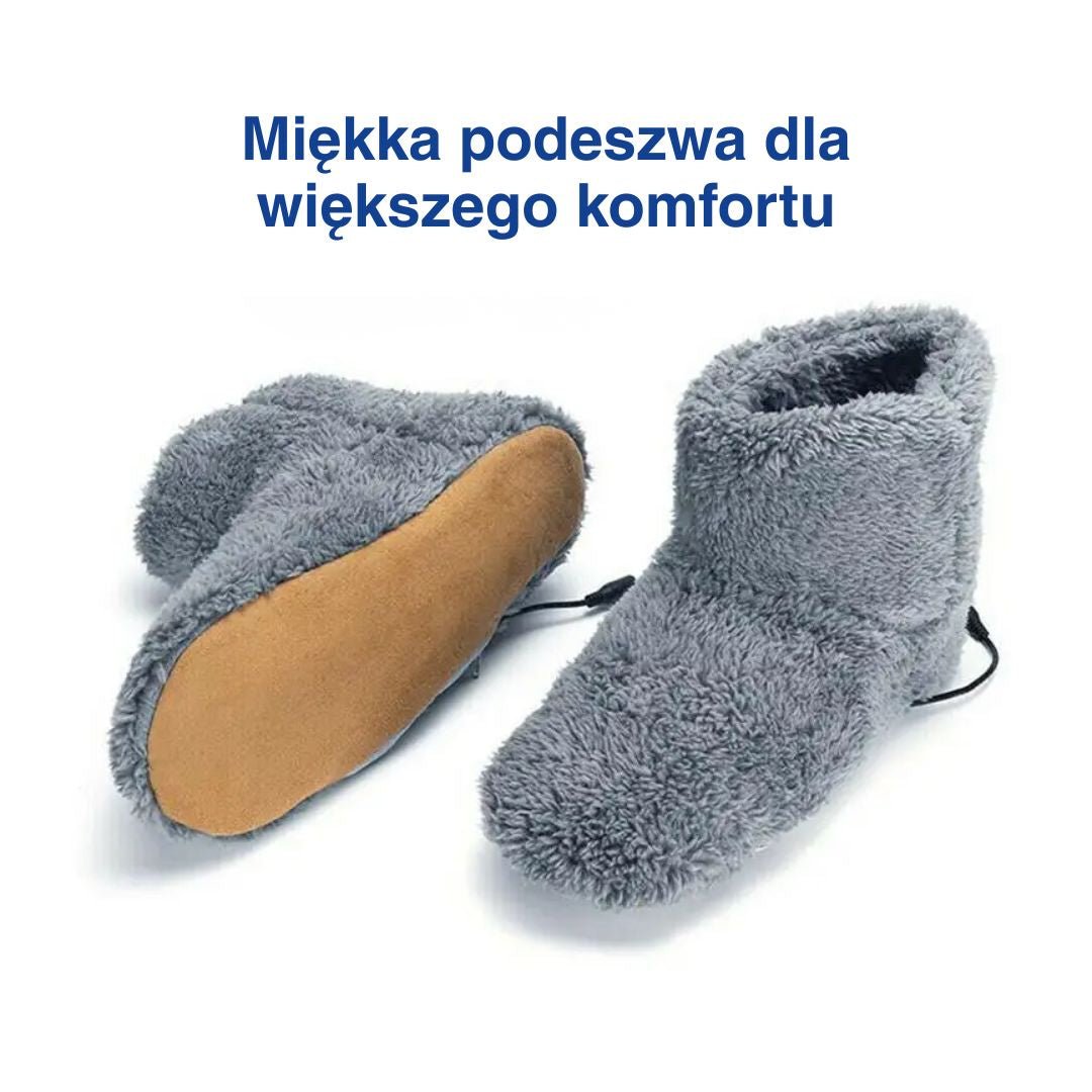 Zbliżenie na cechy podeszwy podgrzewanych elektrycznych kapci