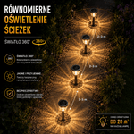 promień oświetlenia lamp zewnętrznych zasilanych energią słoneczną z automatycznym przełączaniem – zestaw 4 szt., odporny na rdzę