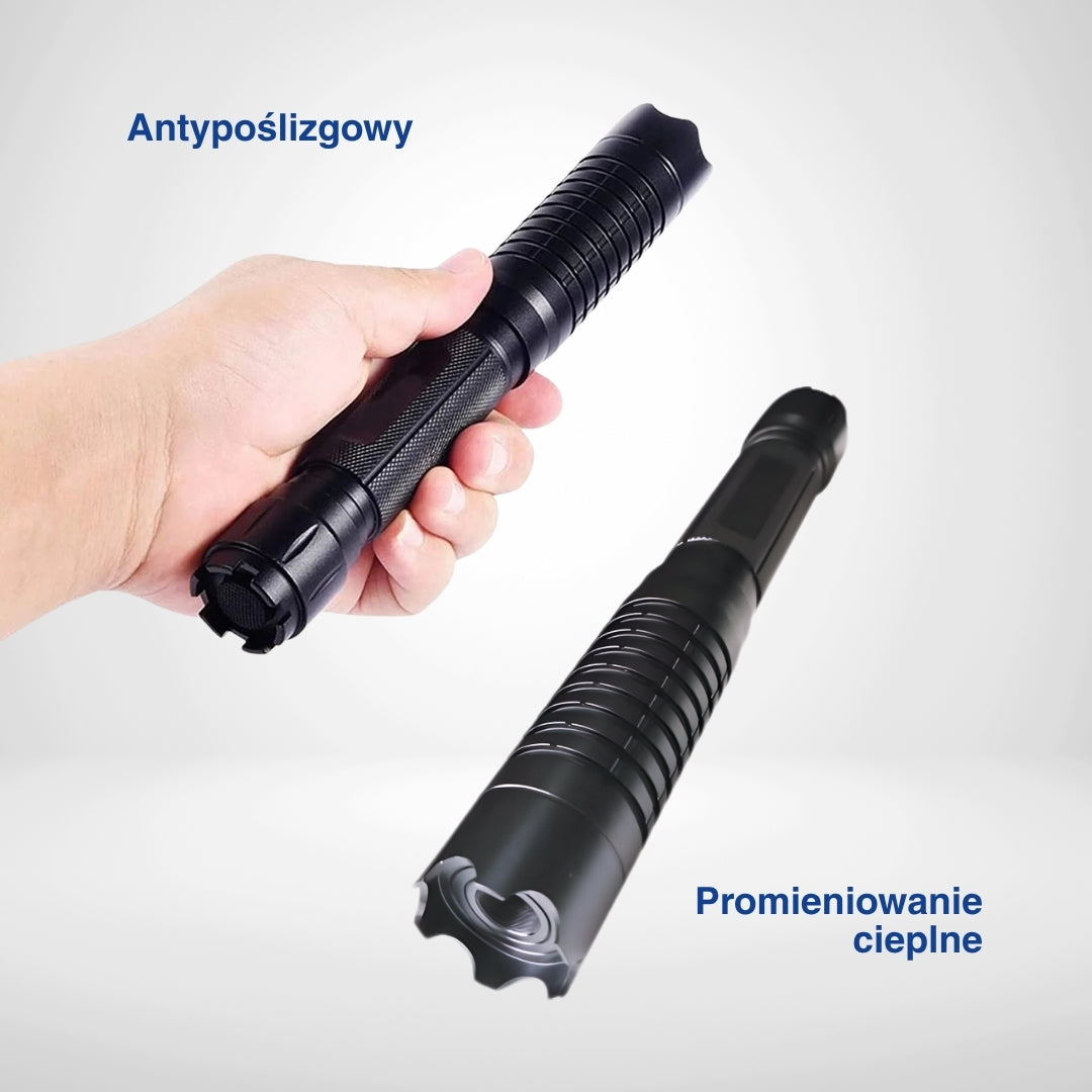 taktyczna latarka laserowa – odporna na wysoką temperaturę i antypoślizgowa