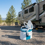 Przenośna toaleta dla dorosłych – użycie na zewnątrz przy samochodzie kempingowym