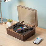 Retro odtwarzacz CD z Bluetooth – wbudowane głośniki stereo i radio AM/FM, kolor ciemny brąz